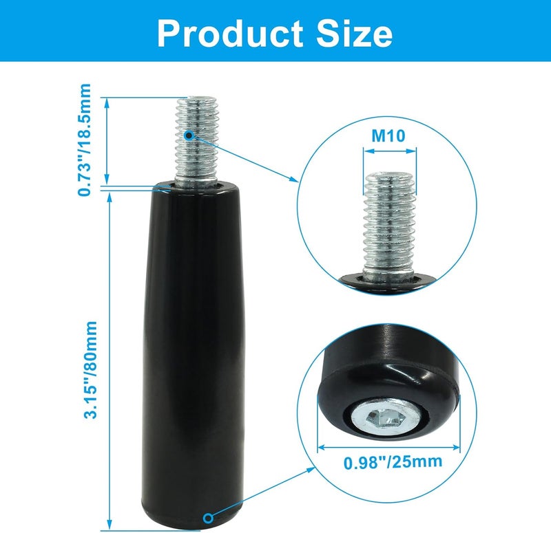 Rierdge 2 Pcs Revolving Handwheel Machine Handle, M10 x 80 mm Thread Handle Grip Rotating Handles for Lathe Machine, Mechanical Equipment, Instrument and Apparatus, Industrial Equipment - Image 3